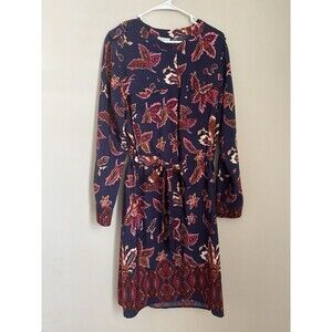 Liz Claiborne Shirt Dress Belted Paisley Womens XLarge Long Sleeve